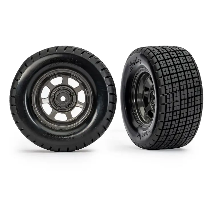 Traxxas Rr Hoosier Dirt Oval Tyres On Grey Steelie Wheels Suit Slash Modified 2Pcs - 10474X 1