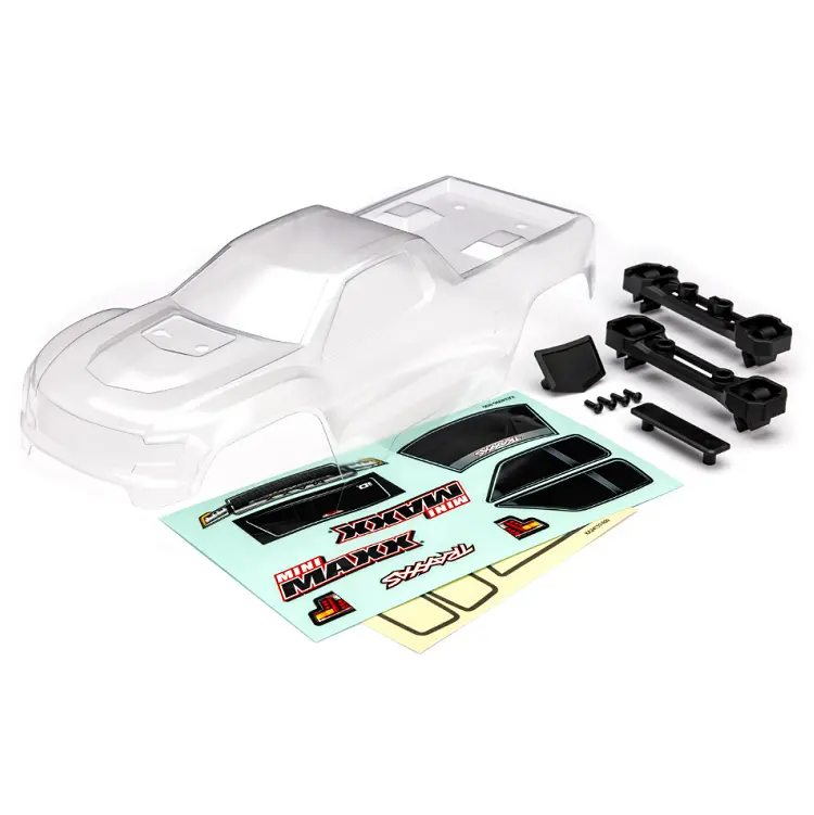 Traxxas Mini Maxx Clear Clipless Body Shell W/ Latches & Decals - 10711 1
