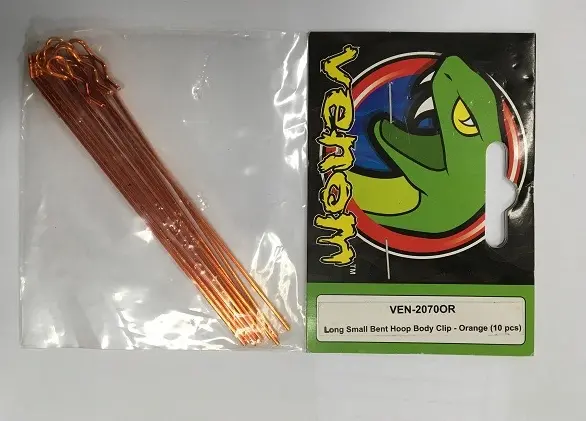 Venom Long Body Pin Orange W/ Angled Hoop 10Pcs - Ven-2070Or 1