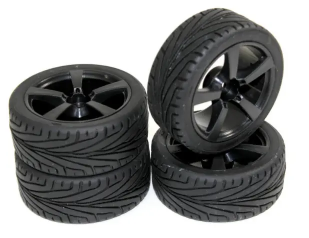 Absima Onroad Radial Rubber Tyre With Black 5 Spoke Wheel 4Pcs - Ab2510006 1