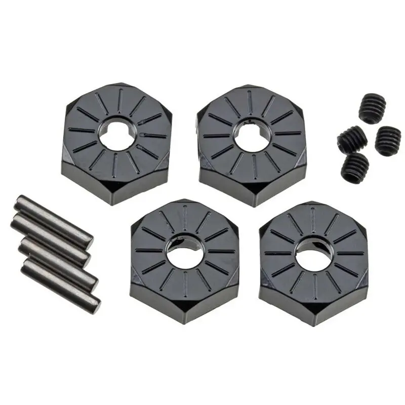 Axial 12Mm Thin Black Aluminium Wheel Hexes W/ Pins 4Set Ax30427 - Axic3042 1