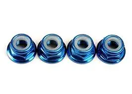 Traxxas 5Mm Flanged Nyloc Nuts Blue Aluminium 4Pcs - 4147X 1