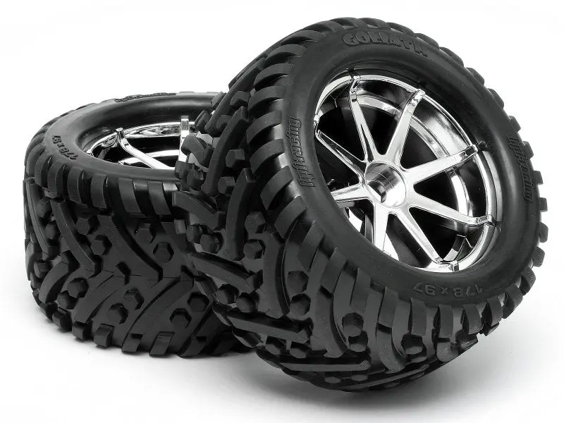 Hpi Goliath Tyre On 4.5In Blast Chrome Wheel 2Pcs - Hpi-4727 1