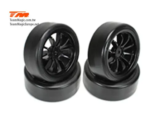 Team Magic Touring Rubber Tyre On Black Wheel 4Pck - Tm503334bk 1