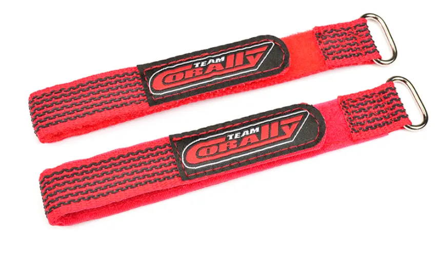Team Corally Pro Red Battery Straps W/ Metal Buckle 20X250mm 2Pcs - C-50531 1