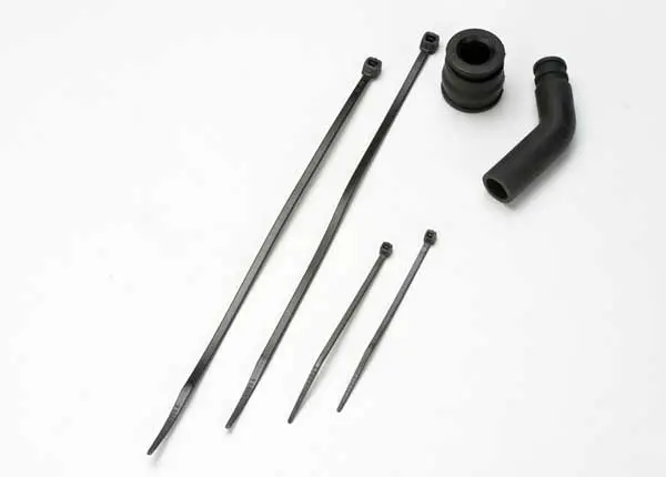 Traxxas Exhaust Pipe Coupler Black Rubber W/ Zip Ties - 5245X 1