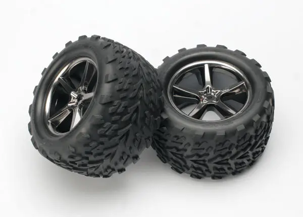 Traxxas Talon Tyres On 3.8In Gemini Black Chrome Wheels 14Mm 2Pcs - 5374A 1
