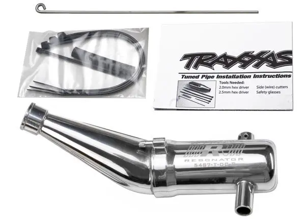 Traxxas Tuned Chromed Aluminium Pipe Double Chamber Suit Trx3.3/ 2.5 - 5487 1