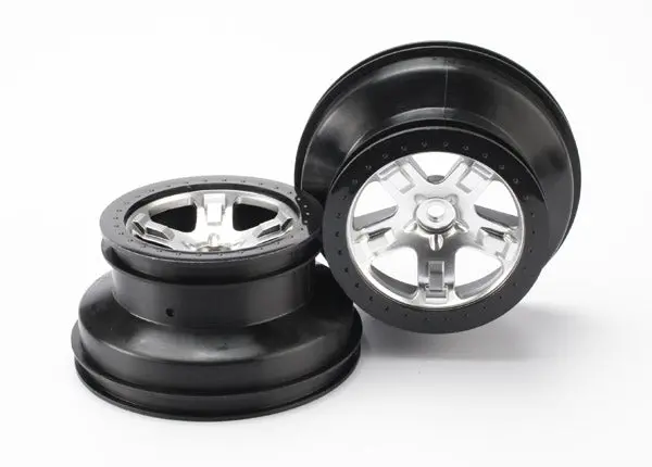 Traxxas Sct Wheels Satin Chrome W/ Black Beadlock 2Pcs - 5872X 1
