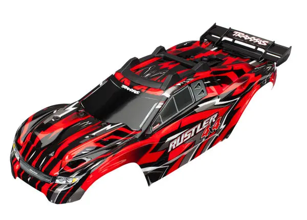 Traxxas Red Painted Body Shell W/ Cage Frame Suit Rustler 4Wd - 6718 1