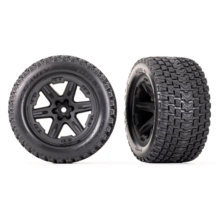 Traxxas Gravix Tyres On 2.8In 5-Spoke Black Wheels 2Pcs - 6764 1