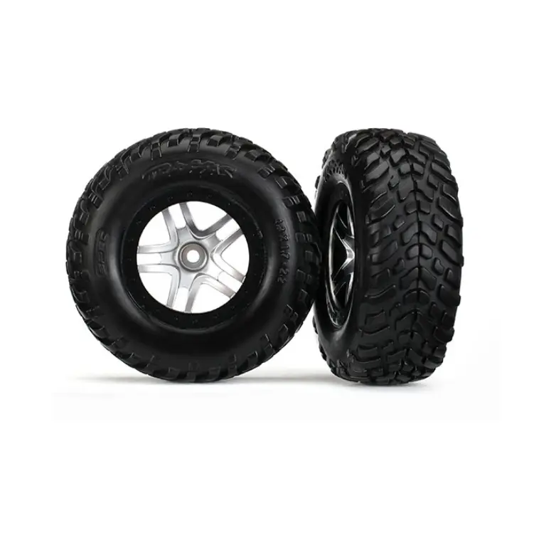 Traxxas Sct Off-Road Racing Tyres On Satin Chrome Wheel W/ Black Beadlock 12Mm 2Pcs - 6892 1