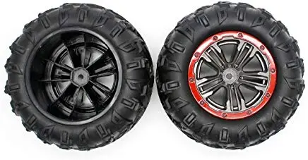 Trc 1:10 All Terrain Tyre On Black Wheel W/ Red Beadlock Suit Sprint 2Pcs - 9125-Zj02 1