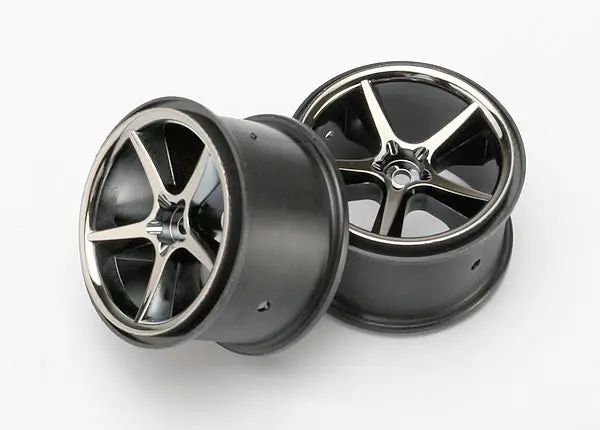 Traxxas 2.2In Gemini Wheels Black Chrome 5-Spoke 12Mm 2Pcs - 7172A 1