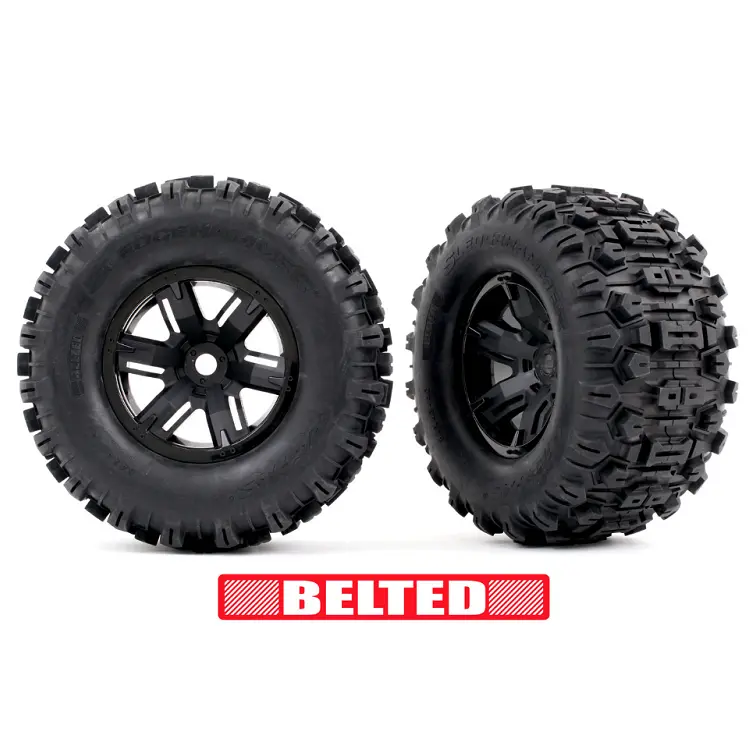 Traxxas X-Maxx Belted Sledgehammer Tyres On Black Wheels 2Pcs - 7871 1