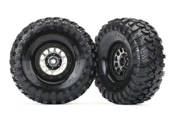 Traxxas Canyon Trail Tyres On Method 1.9In Race Wheels Black Chrome W/ Black Beadlocks 2Pcs - 8174 1