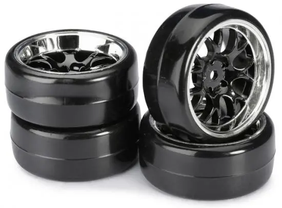Absima Onroad Drift Tyre On Black/ Chrome Wheel Set 4Pcs - Ab2510041 1