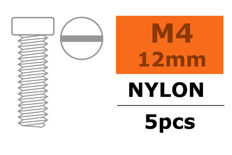Pan Head Screw, M4x12, Nylon (5Pcs) Gf-0310-006 1