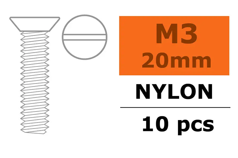 Countersunk Screw, M3x20, Nylon (5Pcs) Gf-0311-004 1