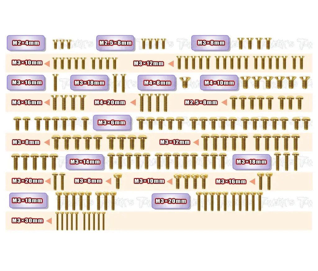 Gold Plated Steel Screw Set For Wirc Sbx2 - 165Pcs 1