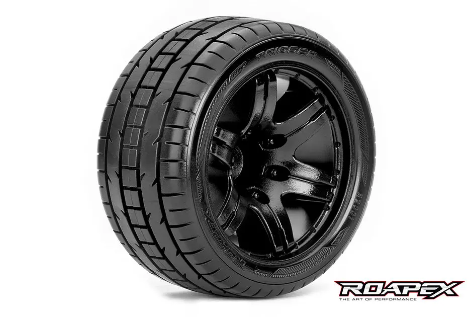 Roapex Trigger 1:10 Stadium Truck Onroad Tyre On Black Wheel 1/2In Offset 2Pcs - R2001-B2 1