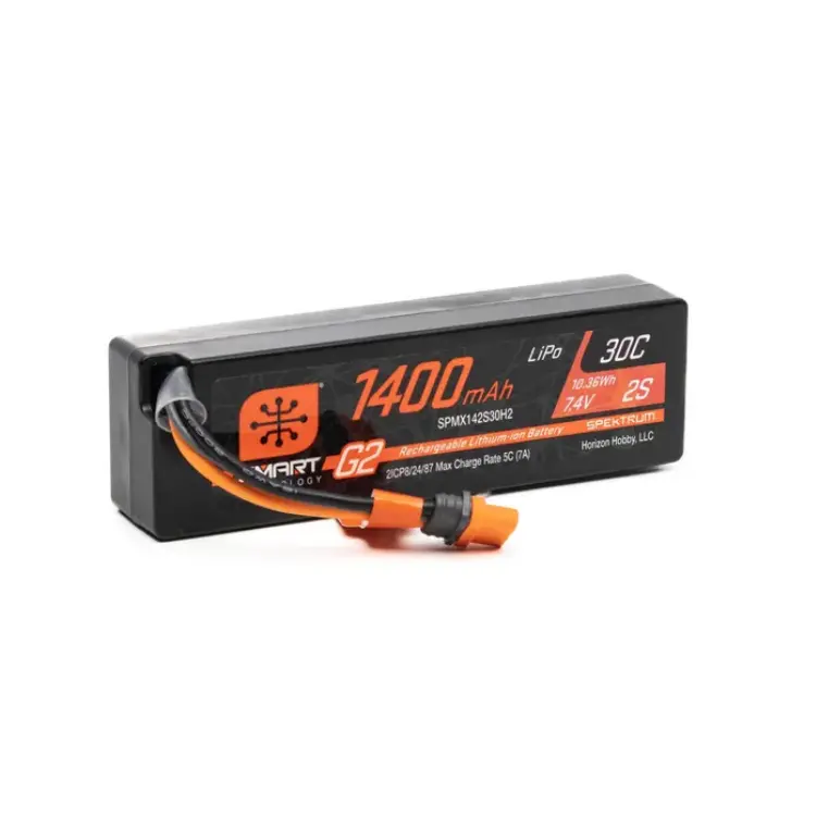 Spektrum 1400Mah 7.4V 2S 30C Smart G2 Lipo Battery W/ Ic2 - Spmx142s30h2 1