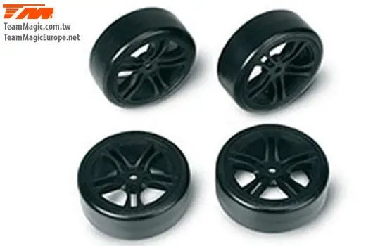 Team Magic Drift Tyre On Black 5-Spoke Wheel 4Pcs - Tm503302bk 1