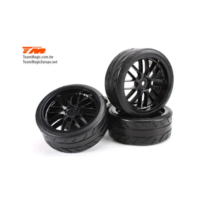 Team Magic 1:10 Drift Radial Tyre On 8 Spoke Black Wheel 4Pcs - Tm503330bk 1