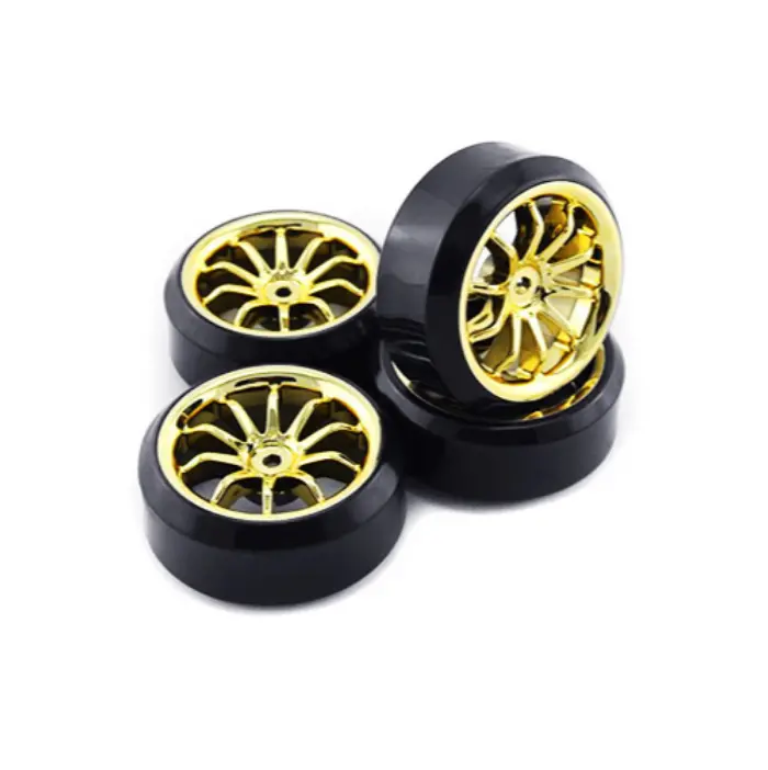 Vision 1:10 Hard Drift Tyres On 20-Spoke Gold Wheels 4Pcs - Vskt636015g 1
