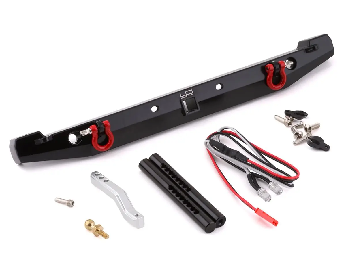 Yeah Racing Rr Aluminium Black Bumper W/ Leds + Tow Hook Trx-4/ Scx10 Ii - Yea-Trx4-058Bk 1