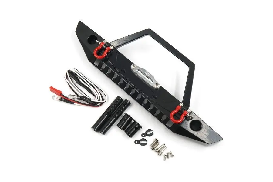 Yeah Racing Front Bumper W/ Led Lights Black Aluminium Suit Trx-4 / Scx10-Ii - Yea-Trx4-092 1