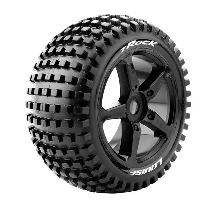 Louise T-Rock 1:8 Truggy Off-Road Tyre On Black Spoke Wheel 2Pcs - Lt3251sb 1