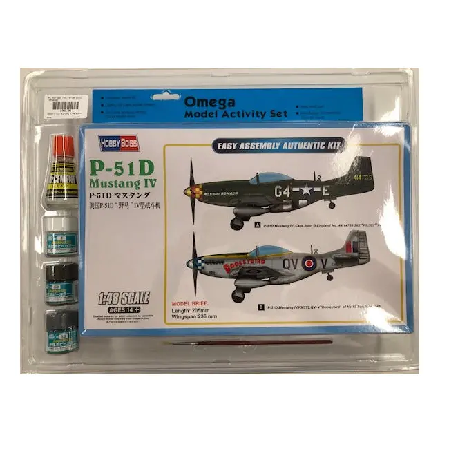 Omega P-51D Mustang 1:48 Starter Set W/ Glue, Paints & Brush - Om36002 1