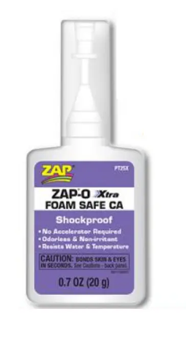 Zap-O Xtra Ca Foam Safe Shockproof Glue 20G No Kicker Req - Pt-25X 1
