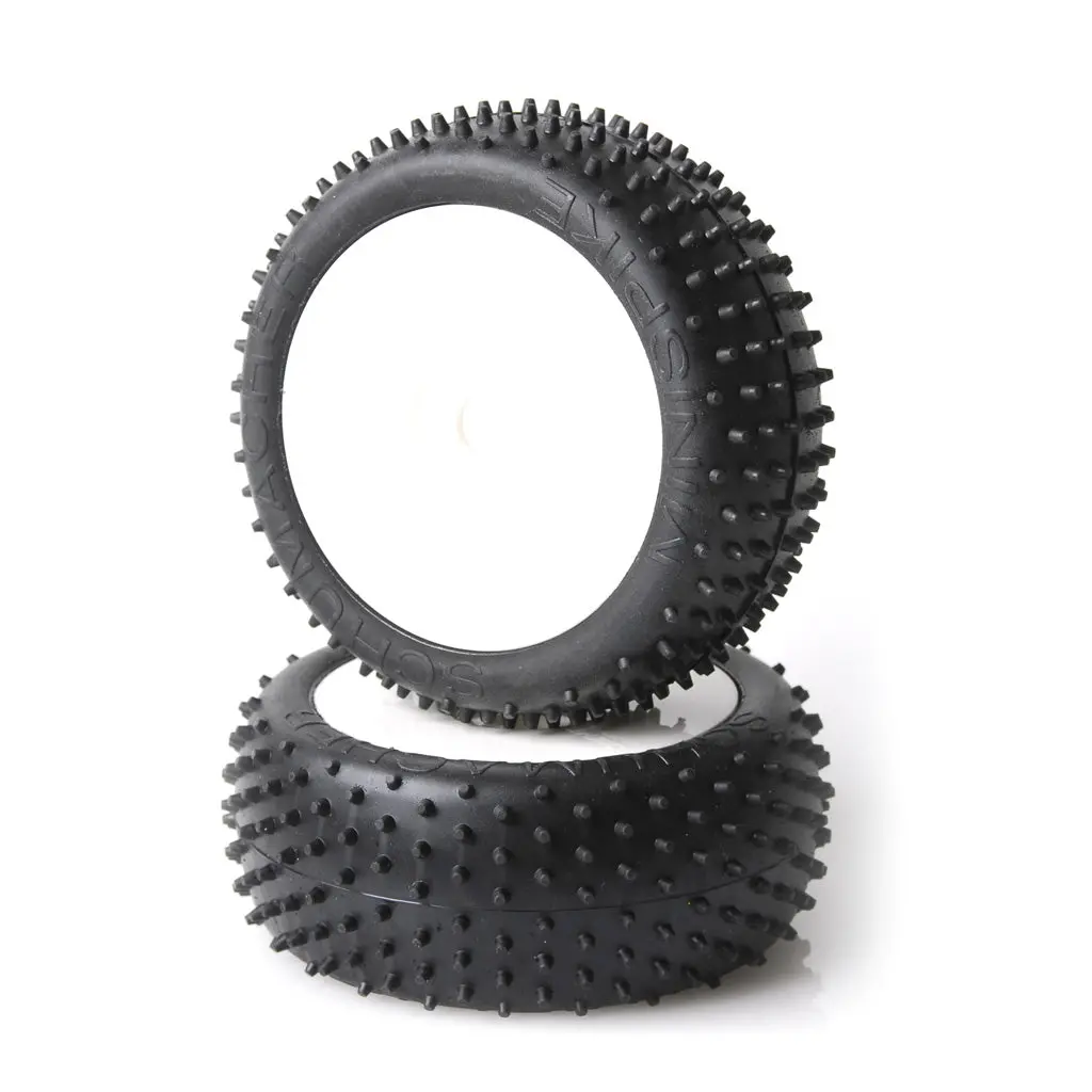 Mini Spike Silver Pre-Glued 1/8Th Buggy Tyres - 1Pr 1