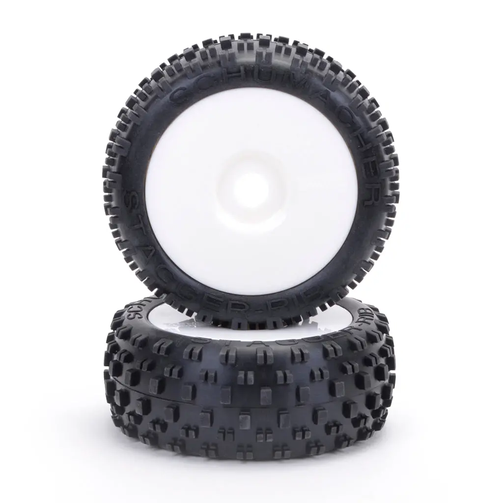 Stagger Rib Silver Pre-Glued 1/8Th Buggy Tyres - 1Pr 1