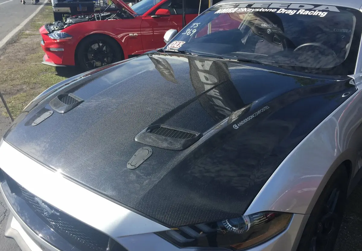 Anderson Composites Type-Oe Double Sided Carbon Fiber Hood (2018-2021 Mustang Gt/Eco) 1