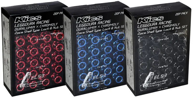 Project Kics Leggdura Racing 53Mm El53 Shell Type Lug Nut 16 Pcs + 4 Locks 12X1.50 Black 1