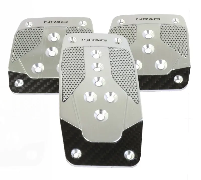 Nrg Aluminum Sport Pedal M/T - Silver W/Black Carbon 1